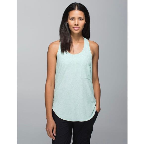Lululemon Yogi Racerback Tank Top Heathered Toothpaste Mint Green Size 10 *Read* - Picture 1 of 12